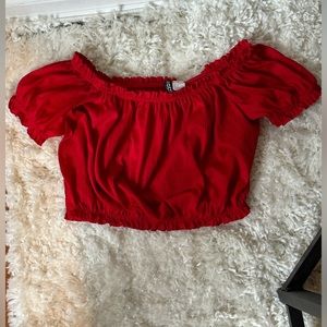Red stretchy crop top